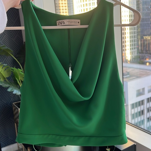 Zara Green Draped front top - Picture 6 of 8